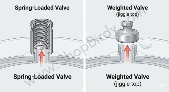 This diagram provides a clear, side-by-side view of the two primary types of pressure regulators. It helps to visualize how each mechanism works to maintain safe pressure levels